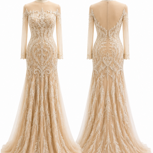 Aureline Champagne Crystal Mermaid Gown