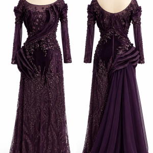 Plum Royale Draped Gown