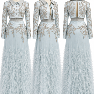 Frost Feather Ensemble Gown