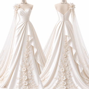 Floral Sweetheart Ball Gown front and back views