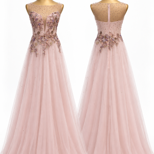 Mozhgan Mireille Blush Tulle Gown