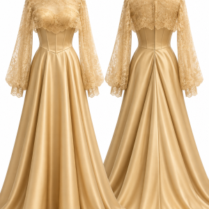 Golden Grace Satin Gown