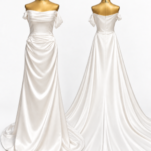 Mozhgan Celeste Draped Satin Gown