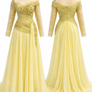 Lemon Aurelia Draped Gown