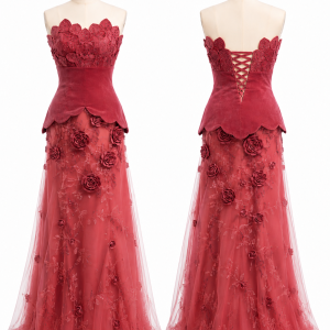 Ruby Petal Corset Gown