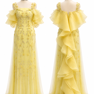 Soleil Floral Ruffle Gown