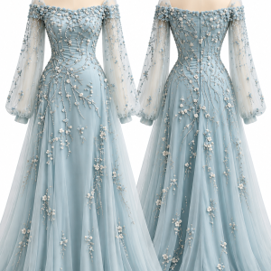 Blue Blossom Tulle Gown