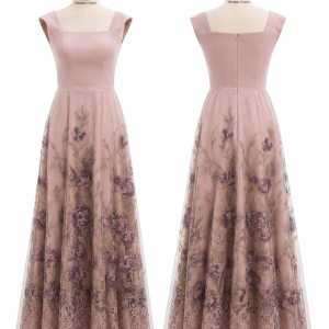 Dust Rose Ombre Floral Gown