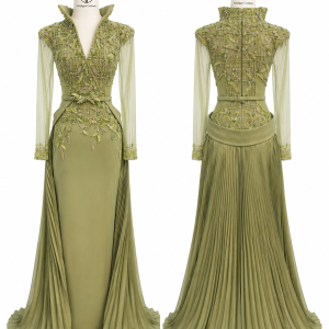 Olive Crystal Jumpsuit Gown