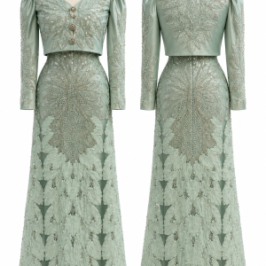 Mint Brocade Two-Piece Gown