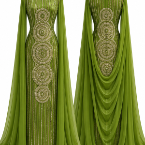 Emerald Ornate Cape Gown
