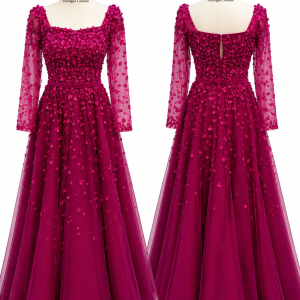 Fuchsia Floral Tulle Gown