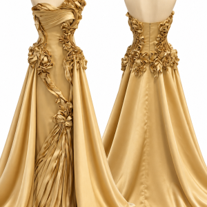Golden Floral Couture Gown