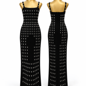 Mozhgan Noir Lumiere Crystal Column Gown