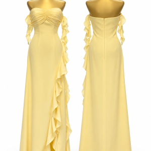 Mozhgan Soleil Ruffle Satin Gown