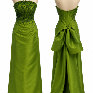 Lime Sculpted Column Gown