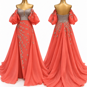 Coral Crystal Gown