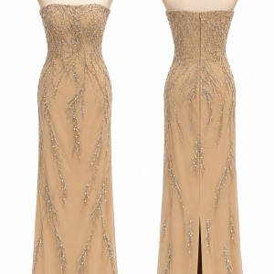 Sand Crystal Column Gown