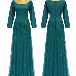 Teal Velvet Column Gown