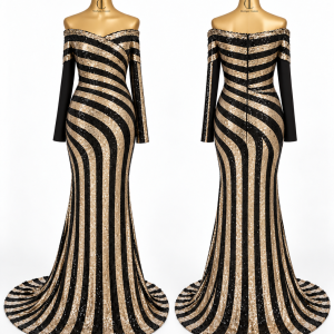 Gilded Noir Mermaid Gown