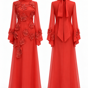 Scarlet Floral Gown