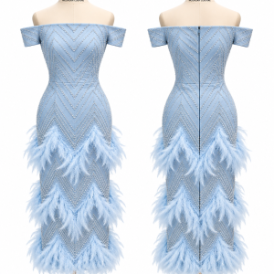 Powder Blue Feather Gown