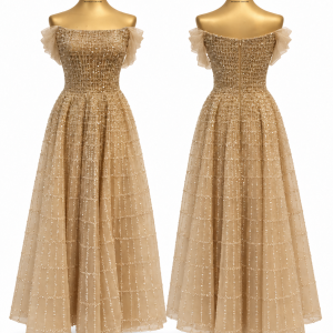 Champagne Tea-Length Gown