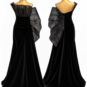 Noir Tulle Drape Gown