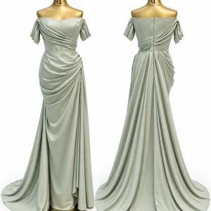Sage Draped Column Gown