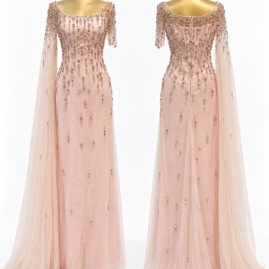 Blush Feather Column Gown