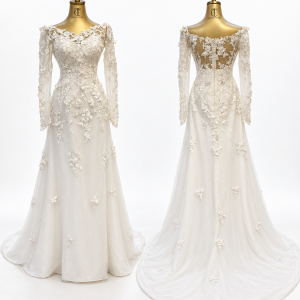 Ivory Lace Train Gown
