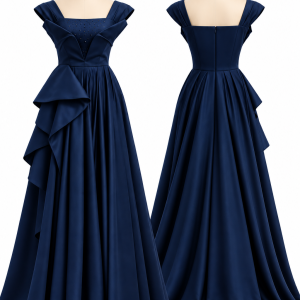 Midnight Sculptural Satin Gown
