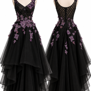Noir Amethyst Tiered Gown