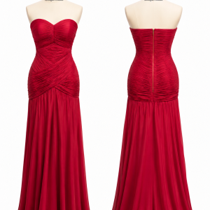Rouge Strapless Draped Gown