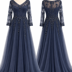 Sapphire Lace A-Line Gown